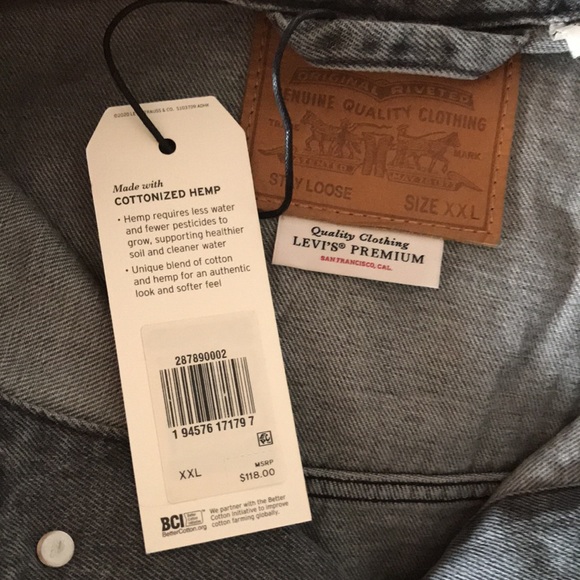 Levi’s Trucker Jean Jacket Grey Cottonized Hemp NWT - Picture 10 of 10